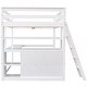 preview thumbnail 34 of 34, Full Size Loft Bed with Desk and Shelves, 2 Built-in Drawers, Gray