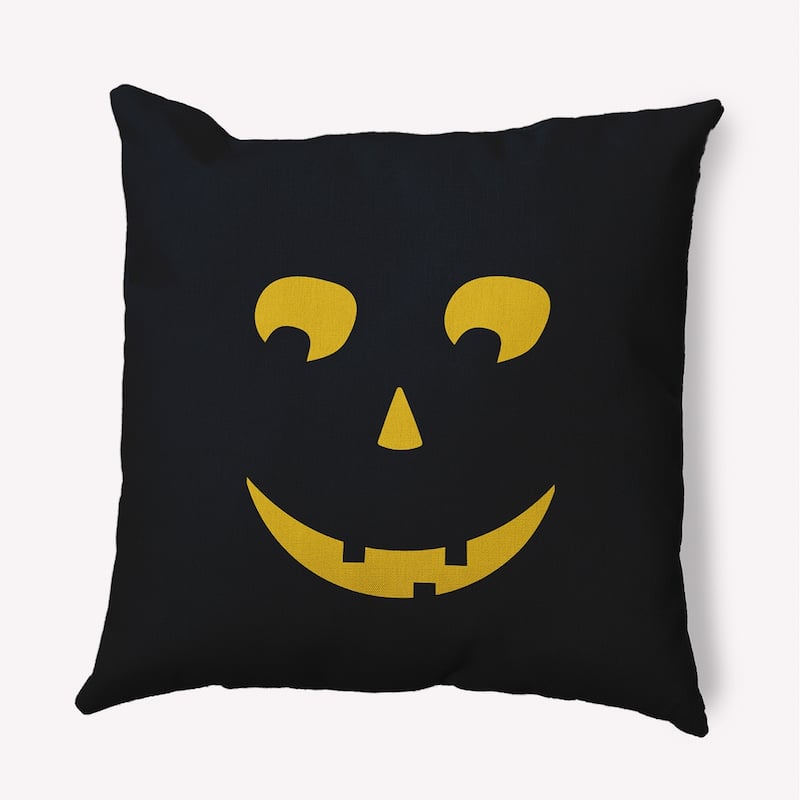 Halloween JackoLanternRight Indoor/Outdoor Throw Pillow - 18" x 18" - Black