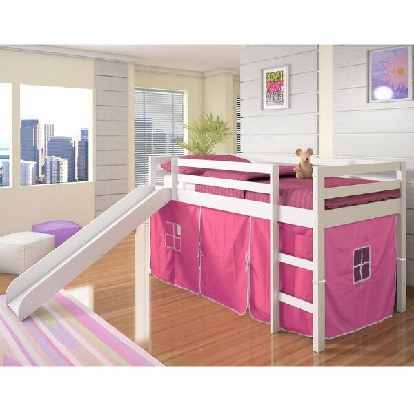 Donco Kids Twin Size Tent Loft Bed With Slide On Sale Overstock 8099662