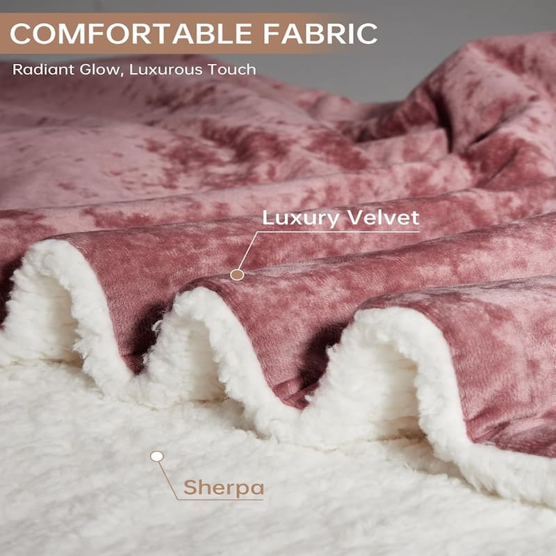 Fast-Heating Electric Blanket, 4 Heat Levels, 4-Hour Auto Shutoff, Pink