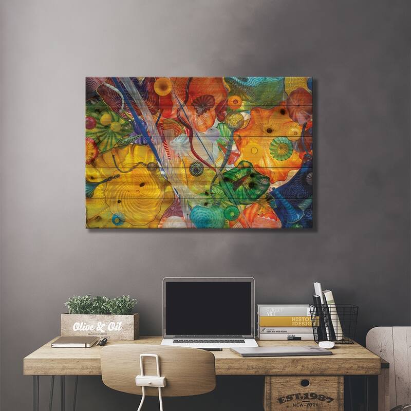 Glass Art Wall I Print On Wood by Louis Ruth - Multi-Color