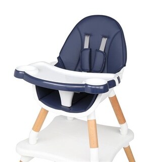 Childrens High Dining Chair Detachable Two-In-One Table And Chair Navy Blue - 24.61"L x 24.41"W x 39.76"H