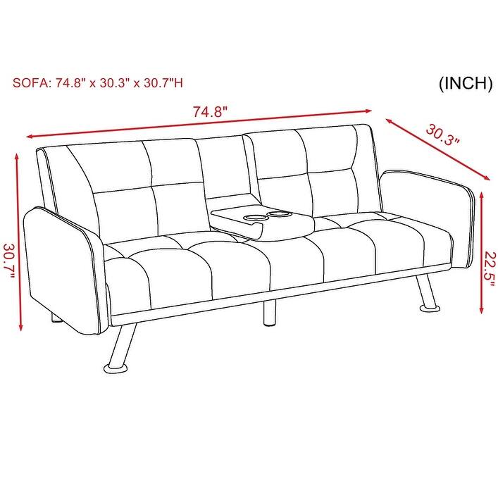 Convertible Sofa Sleeper Futon with Arms