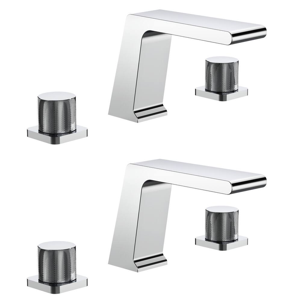 GRANDJOY 2-Pack Waterfall Bathroom Sink Faucets 3-Hole 2-Handle Vessel Sink Faucet