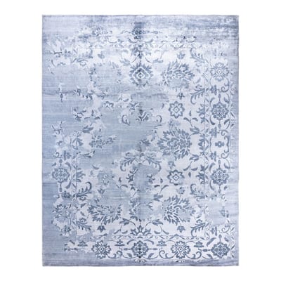 Modern One-of-a-Kind Hand-Knotted Area Rug, Blue - 9' 4" x 12' 1"