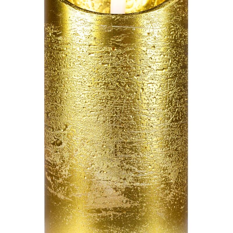 LED Lighted Flameless Flickering Pillar Christmas Candle - 6" - Gold