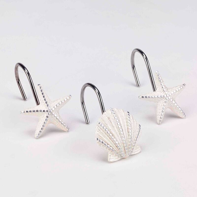 Avanti Linens Sequin Shells Shower Hooks - Ivory
