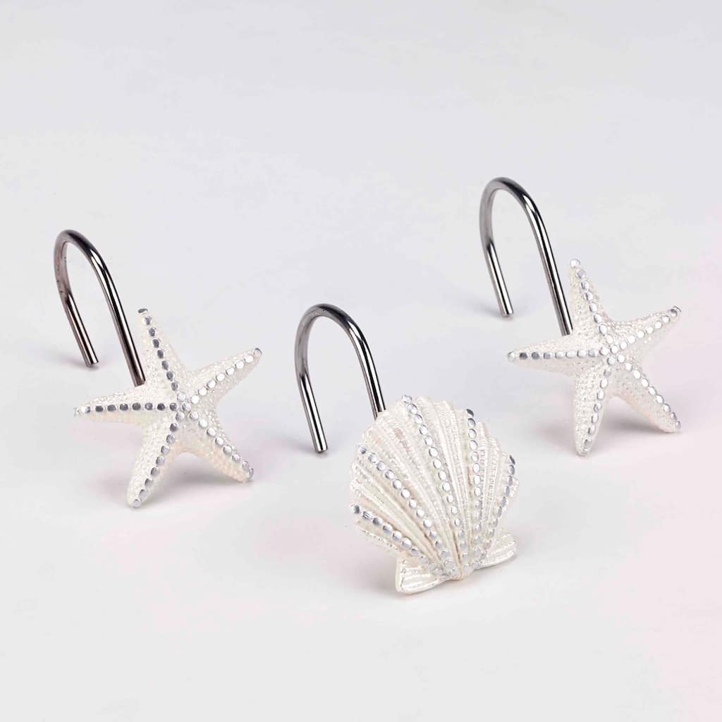 Avanti Linens Sequin Shells Shower Hooks - Ivory