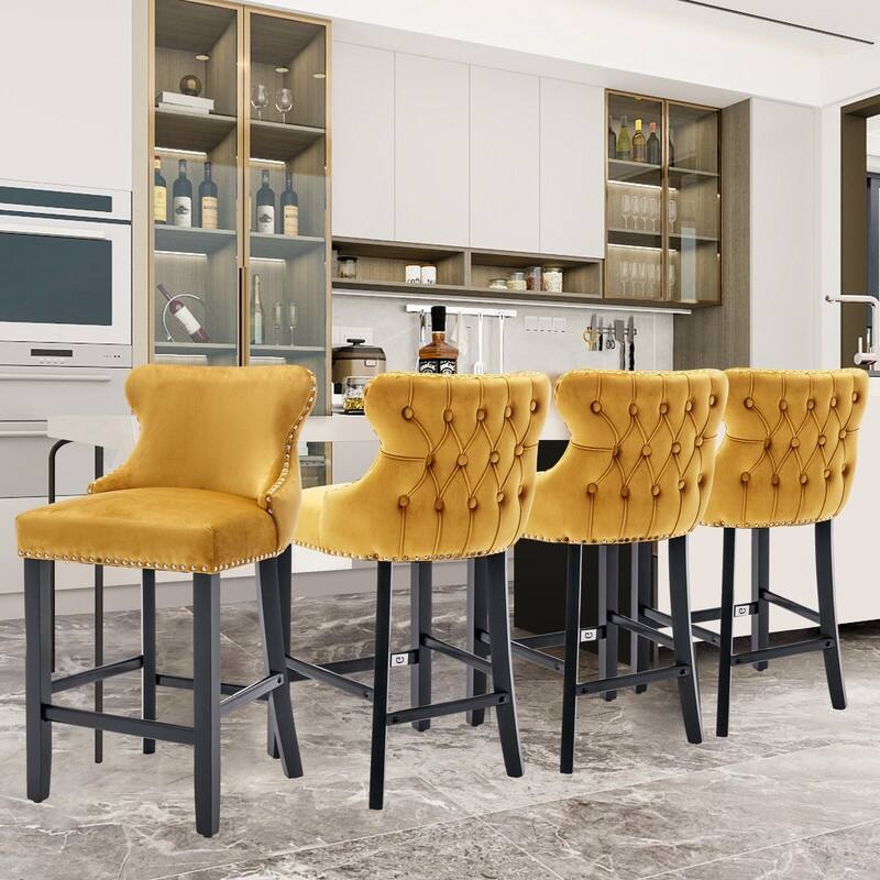 Upholstered Wing Back Bar Stools (Set of 2)
