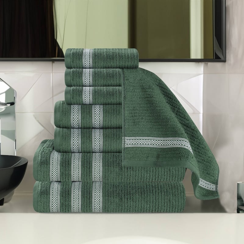 Superior Brea Zero Twist Cotton Ribbed Modern 8 Piece Bathroom Towel Set