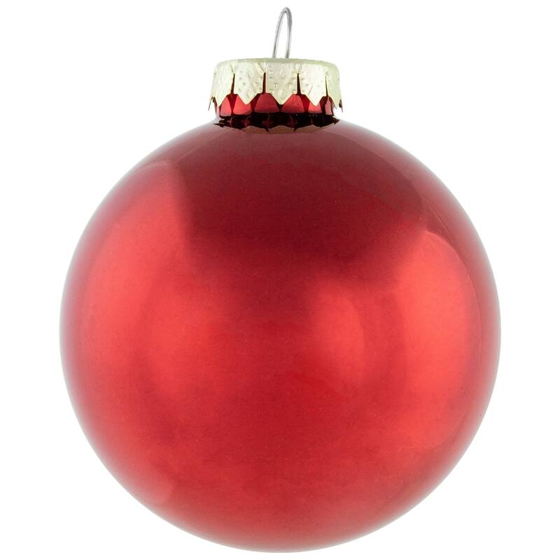 96ct Shiny and Matte Red Glass Ball Christmas Ornaments 3.25 (80mm)
