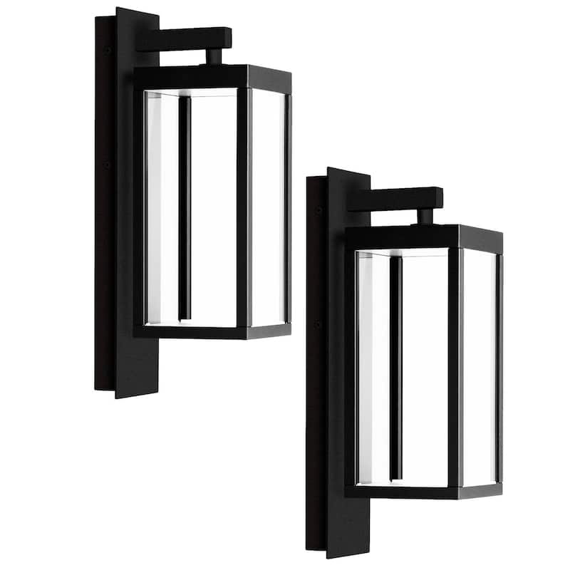 2 Pack Outdoor Wall Sconce Lantern Dusk to Dawn Sensor Exterior Light - Black