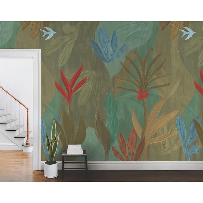 York Wallcoverings Chambord Gardens Leaf and Olive Wall Mural