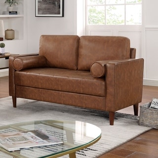 Murkwood Mid-century Modern Faux Leather Loveseat with USB Ports by ...