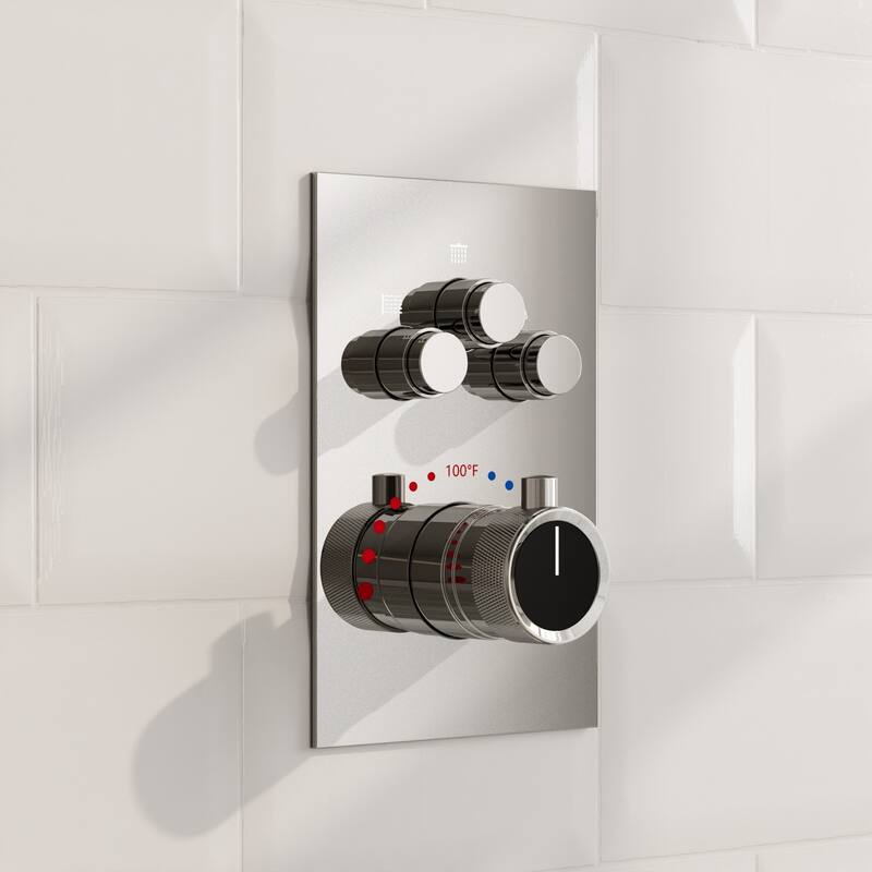 GRANDJOY Dual Shower Heads System 12" & 6" Rainfall Shower Head with Handheld Sprayer