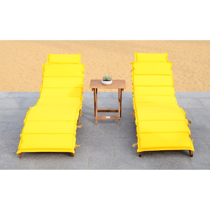SAFAVIEH Outdoor Jamya 3-Piece Lounge Set - 21Wx25Dx72H - Natural/Yellow