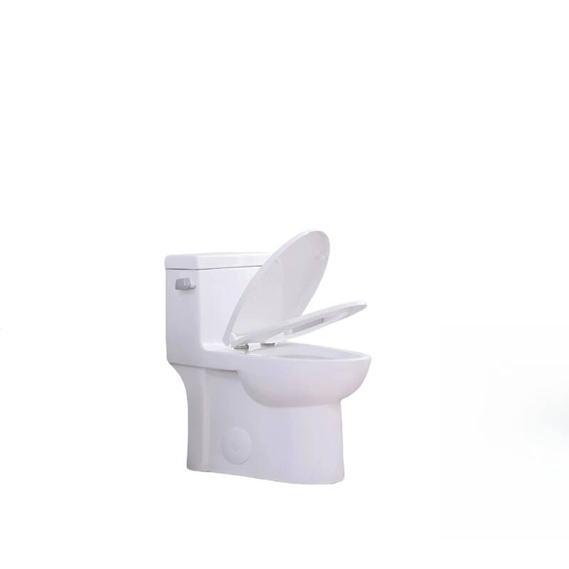 1.28Tornado Flush One-piece Toilet Elongated,Siphonic Side Press Single Flush,17" ADA Chair Height Seat