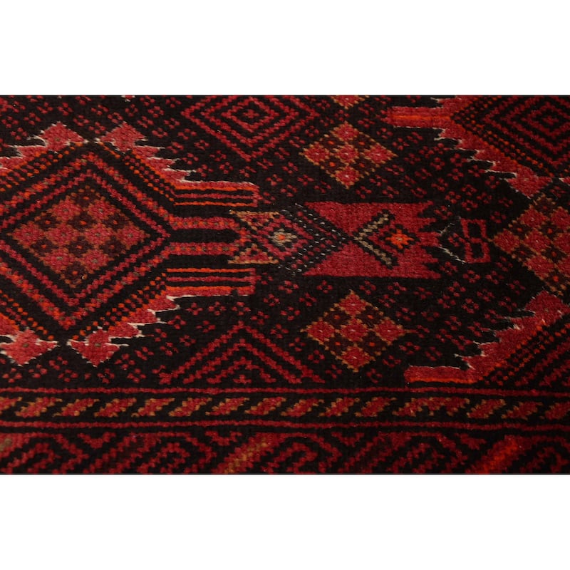 ECARPETGALLERY Hand-knotted Baluch Black, Red Wool Rug - 3'2 x 5'10