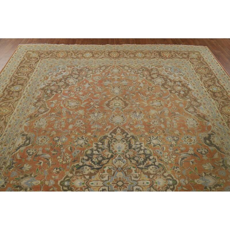 Traditional Kashan Vintage Persian Area Rug Handmade Wool Carpet - 9'3" x 13'0"