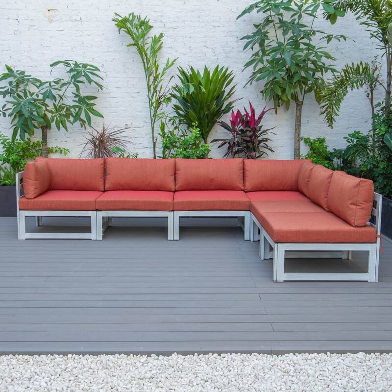 Chelsea 6-Piece Modern Aluminum Outdoor Sectional Set - Rust-Proof & UV Resistant Modular Patio Sofa with All-Weather Cushions