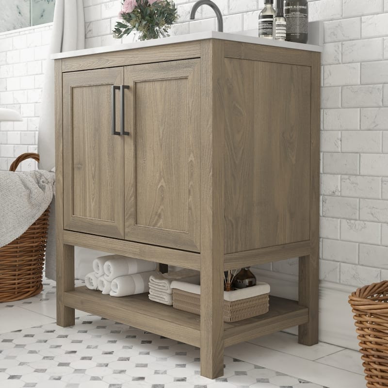 Bathroom Vanity with Undermount Sink and Open Storage Shelf