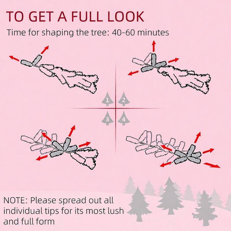 Pink Artificial Christmas Tree - Auto Open, Steel Base, Wide Shape, Indoor Decor