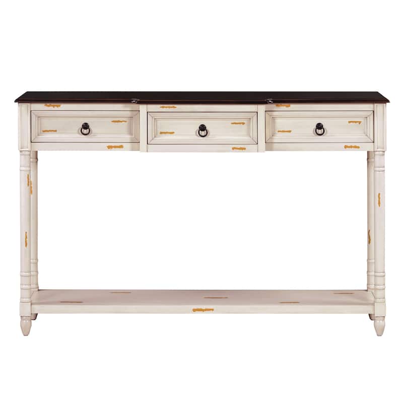 Console Table Sofa Table with Drawers for Entryway with Projecting Drawers and Long Shelf
