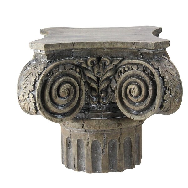 9.5" Brown Weather-Finished Decorative Pedestal Display Stand - N/A