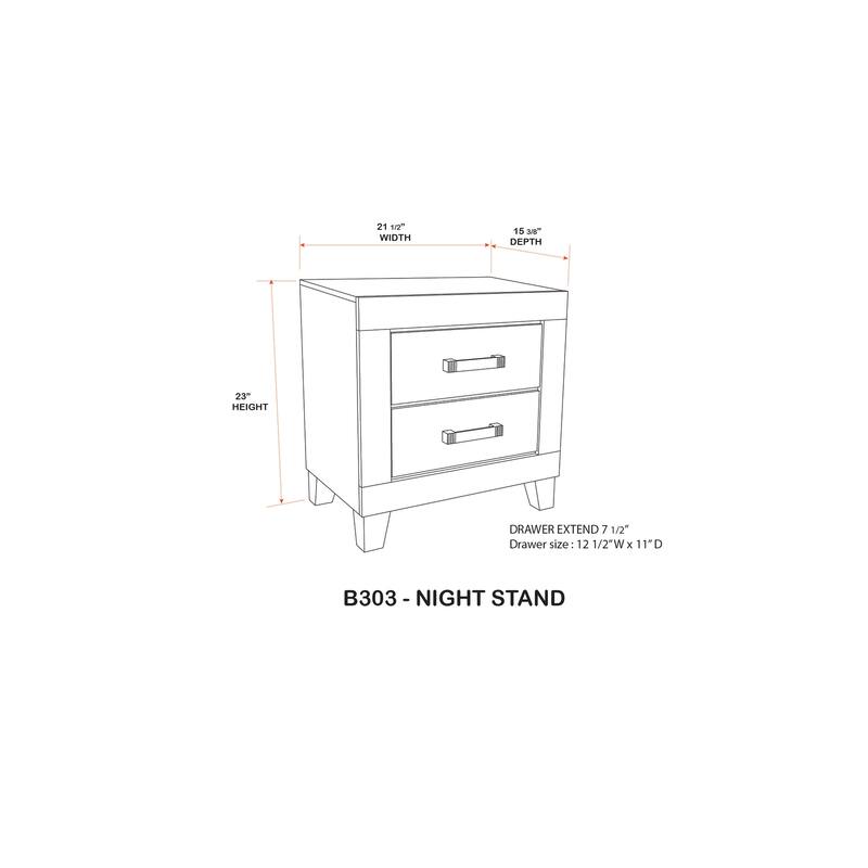 Biloxi Antique Natural Wood Slim Profile 2 Drawer Nightstand