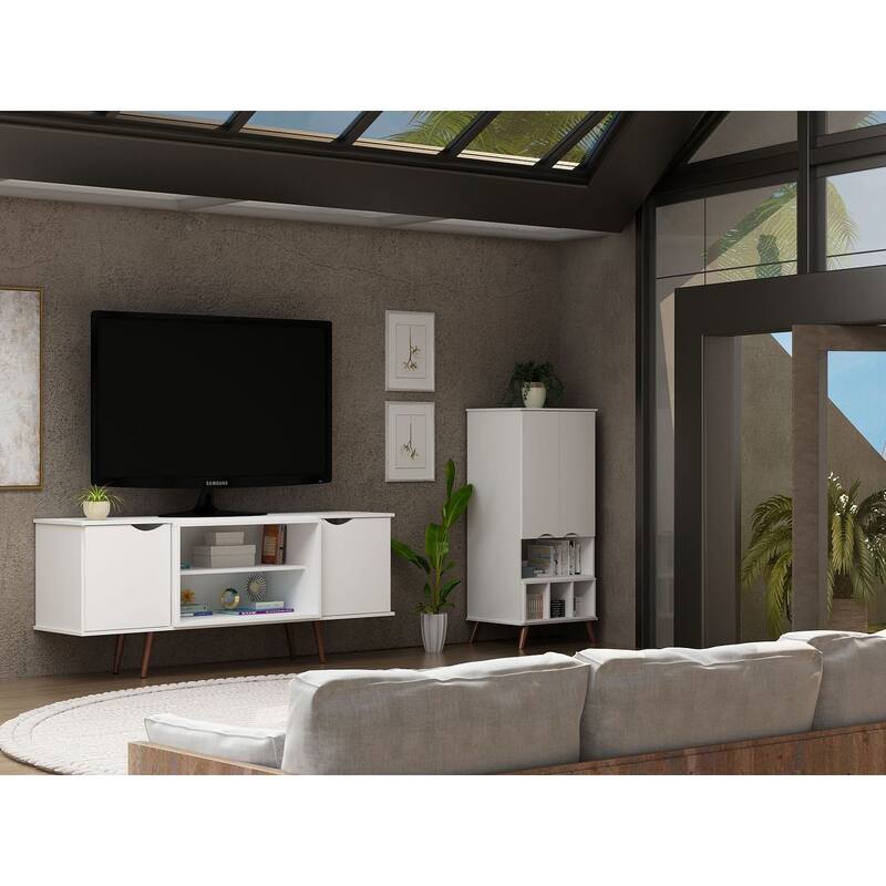 Hampton Mid Century Modern Wood 62.99 In. Media Cabinet Console