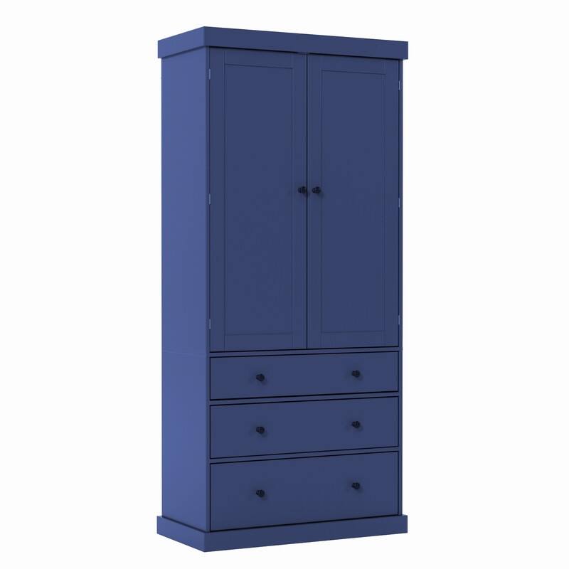 Farmhouse 77" Kitchen Pantry Storage Cabinet with Adjustable Shelves and Multiple Door Shelves