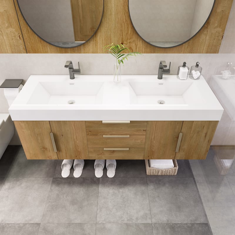 Noble 60" Wall Mounting Vanity with Reinforced Acrylic Double Sink