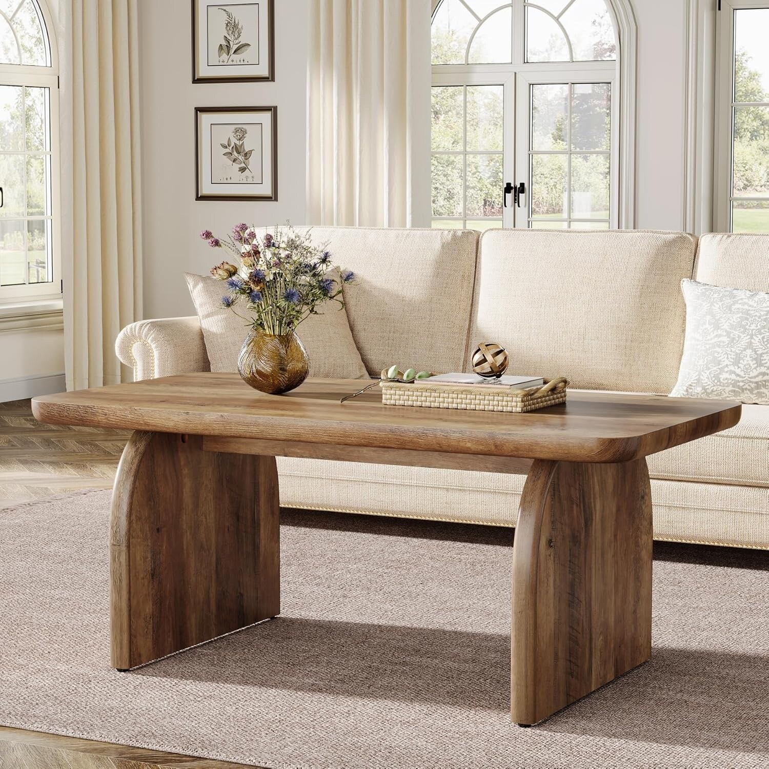 Cloud Shaped Coffee Table with 3 Ball Legs for Living Room