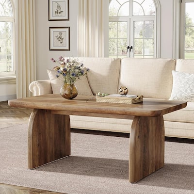 Rectangle Coffee Table, Farmhouse Accent Center Table Low Cocktail Tea Table with Sturdy Base
