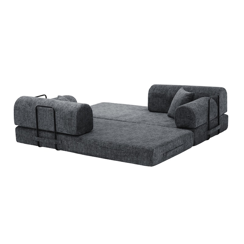 Convertible Sleeper Sofa Bed Corduroy Folding Mattress Couch with Fixed-Shape Frame