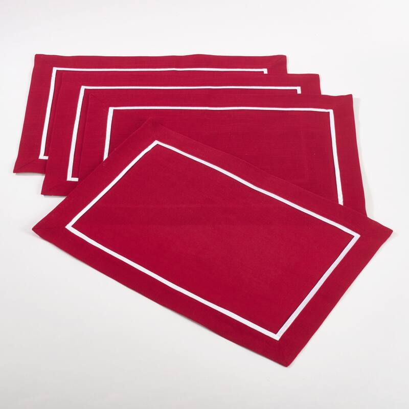 Classic Border Design Placemat (Set of 4) - Red - Set of 4
