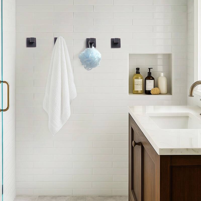 WOWOW J-Hook Wall Mount Robe/Towel Hook 4PCS