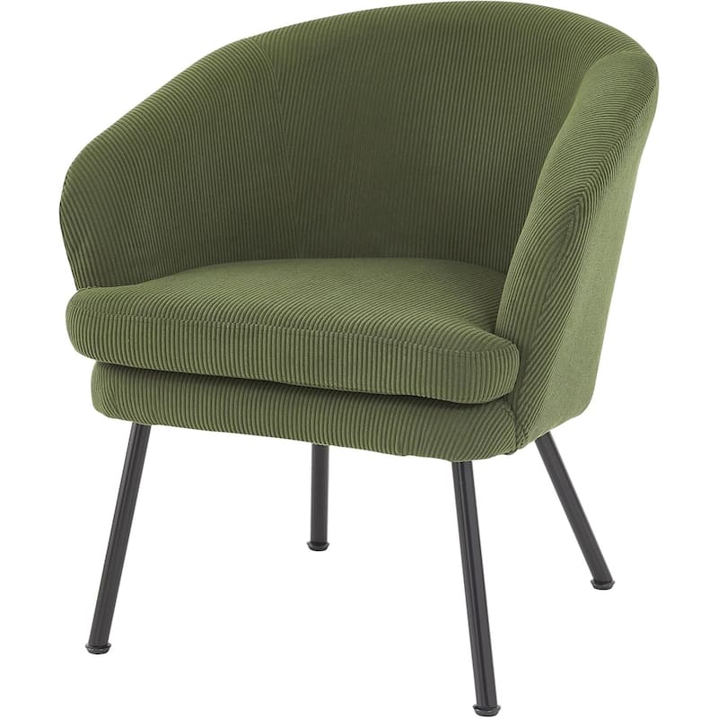 US Pride Furniture Modern Corduroy Accent Chair with Channel Back Design Black Metal Legs and Soft Upholstery
