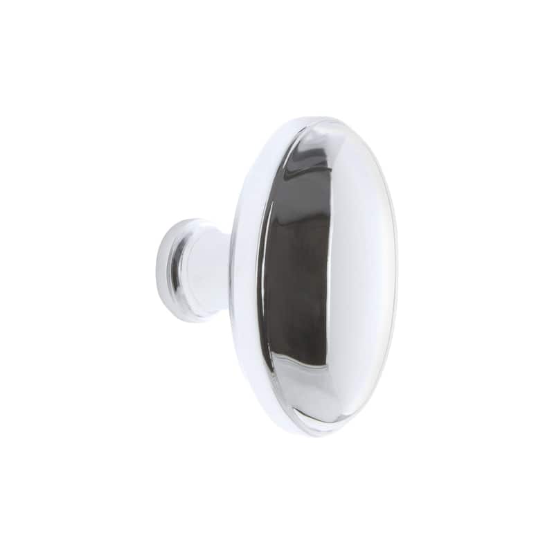 Grandeur EDEN-BRASS-KNOB Eden Prairie 1-3/4” Solid Metal Vintage Oval - Bright Chrome