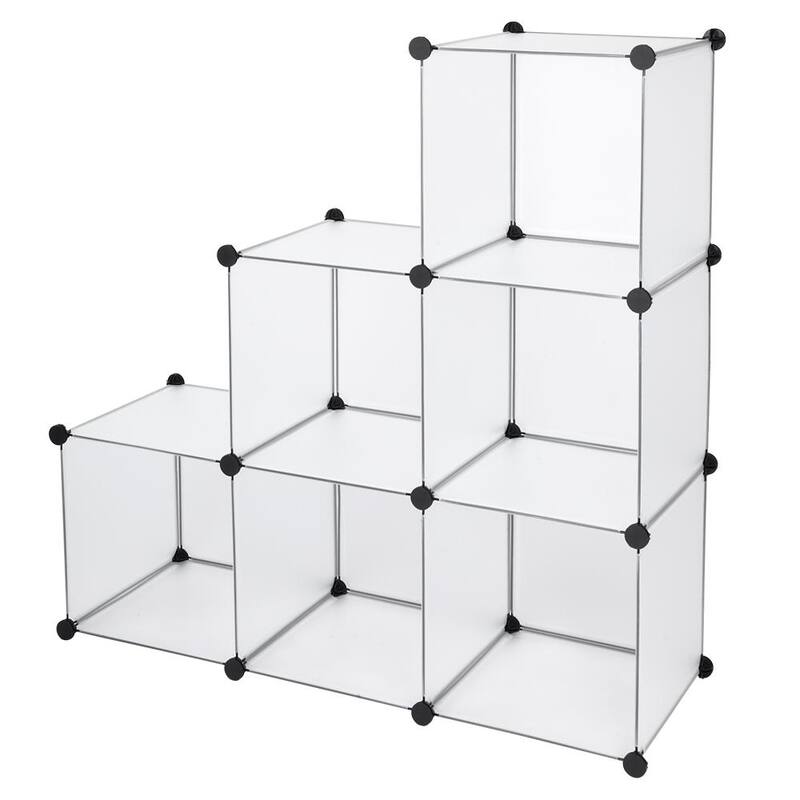 6-Cube Grid Wire Storage Shelves DIY Closet Organizer Cabinet,White
