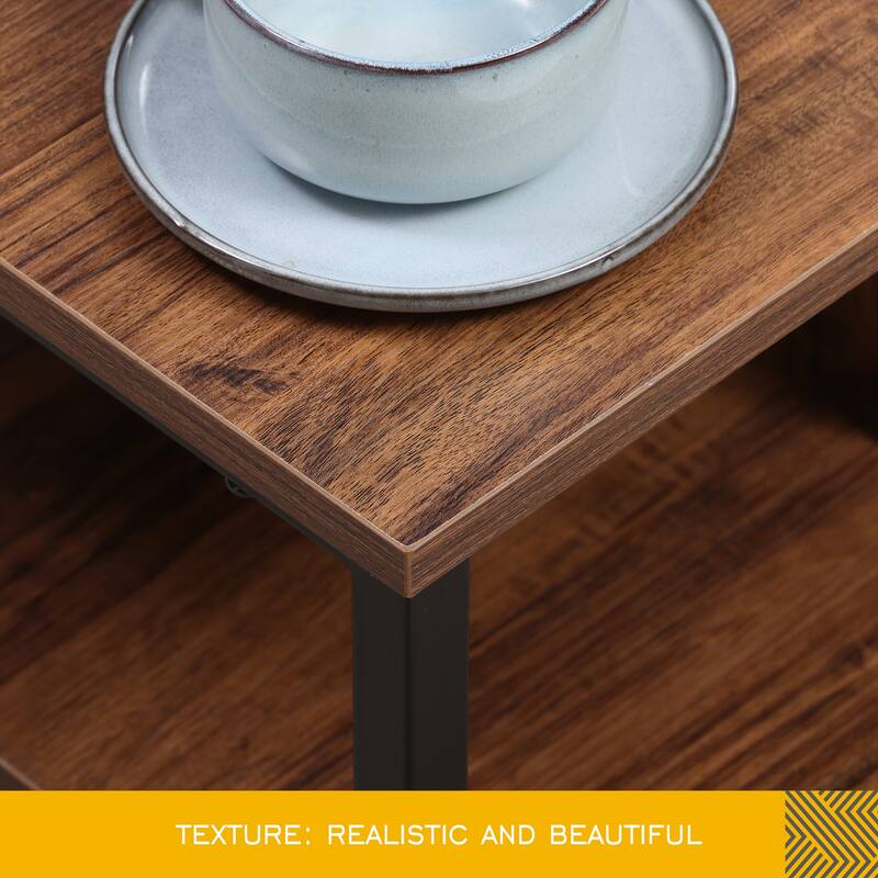 Morden Rectangle Coffee Table with Storage Shelves, 31.5" - 31.5 x 19.6"