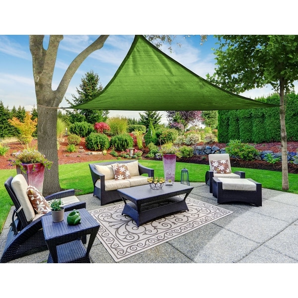 NEW FOREST GREEN MESH SUN SHADE SAIL UV BLOCKING CANOPY COVER 16.5 Ft TRIANGLE 