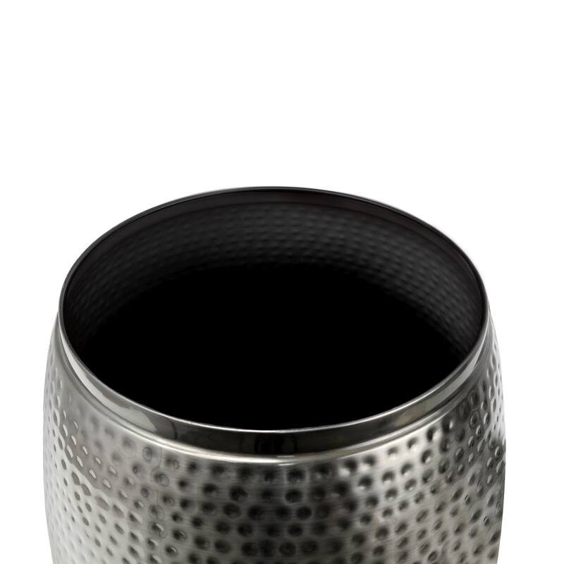 happimess Rustic Metal Drum Storage Side Table with Lid