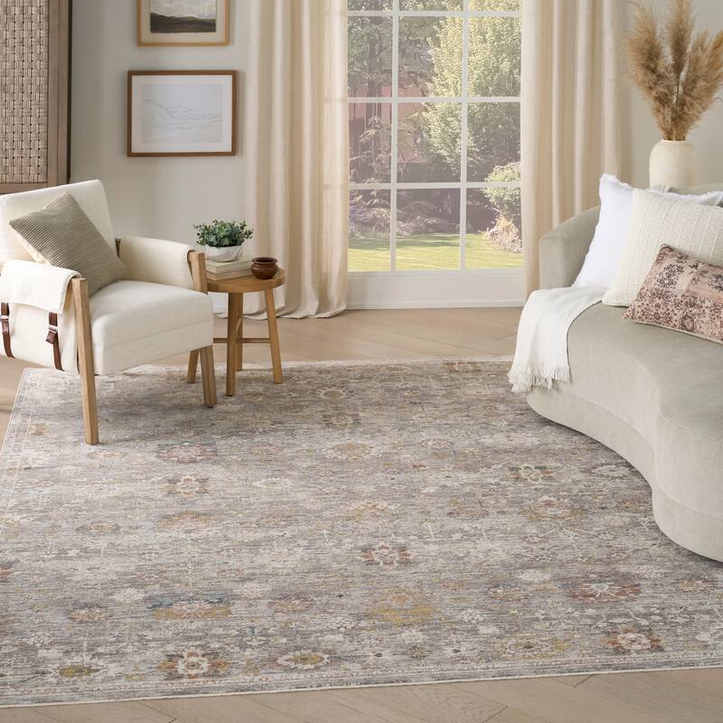 Nourison Heirloom Blend Indoor only Cream / Ivory Persian Area Rug - 5'3" x 7'10" - Grey