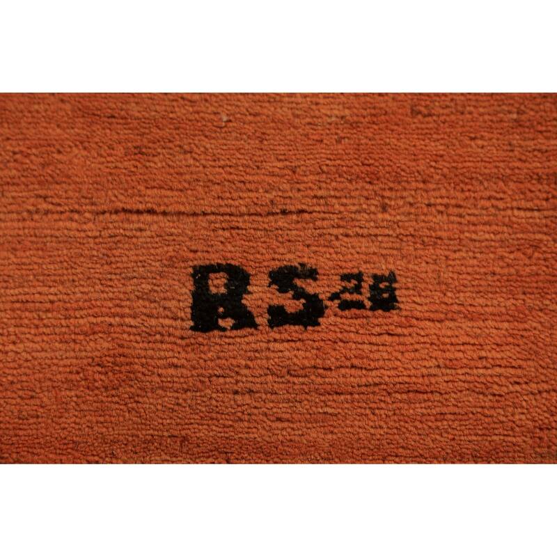 Orange Gabbeh Modern Rug Hand-Knotted Oriental Wool Carpet - 2'9" x 4'3"