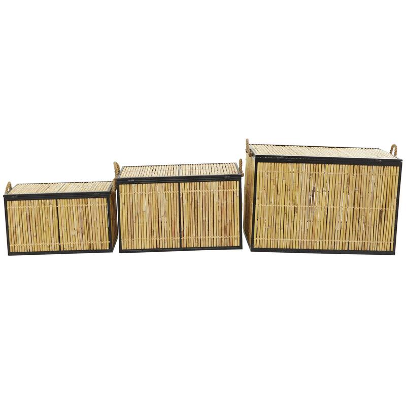 Rattan Handmade Nesting Decorative Trunk - Set of 3 Light Brown - Roche River Decor