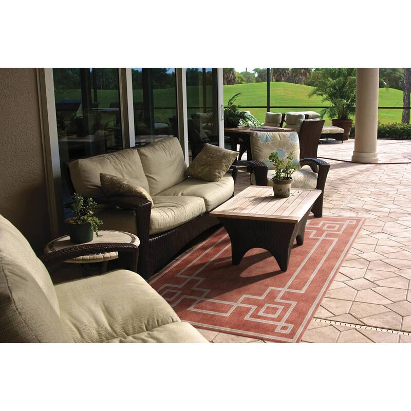Livabliss Odette Greek Key Border Indoor/ Outdoor Area Rug