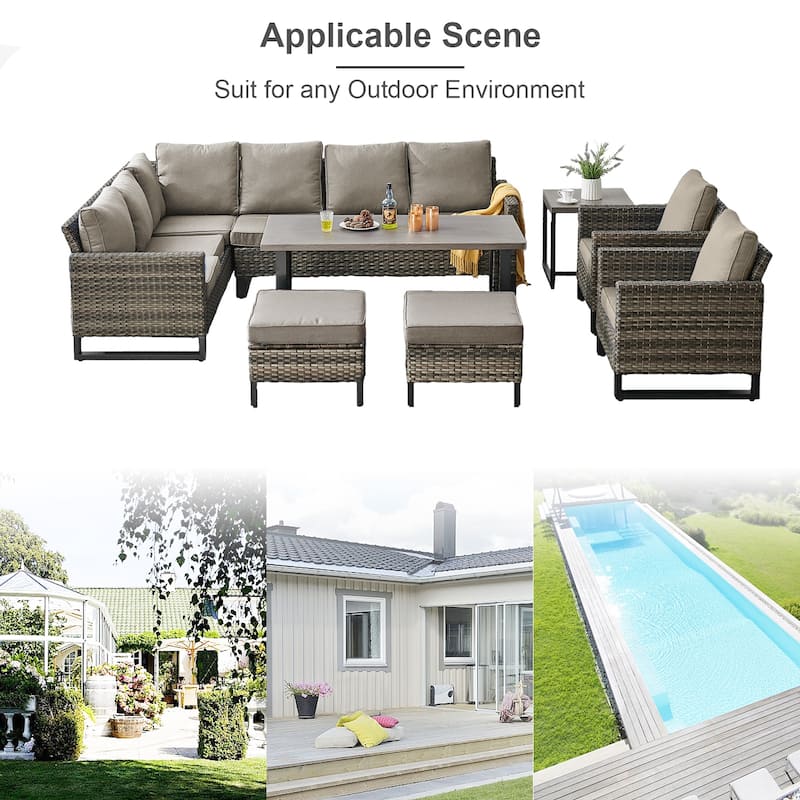 Outdoor Sectional Sofa, Patio Chairs, Ottomans Coffee Table