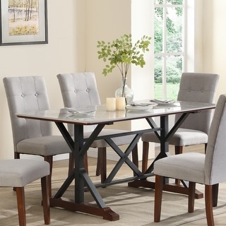 7-piece Modern Dining Table Set, Gray Sintered Stone Dining Table with ...