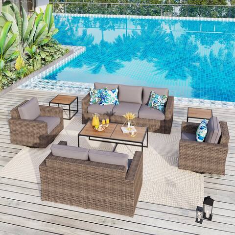 Outdoor Patio Club Swivel Chair Sectional Sofa Wicker Conversation Set (1-7 Pieces)